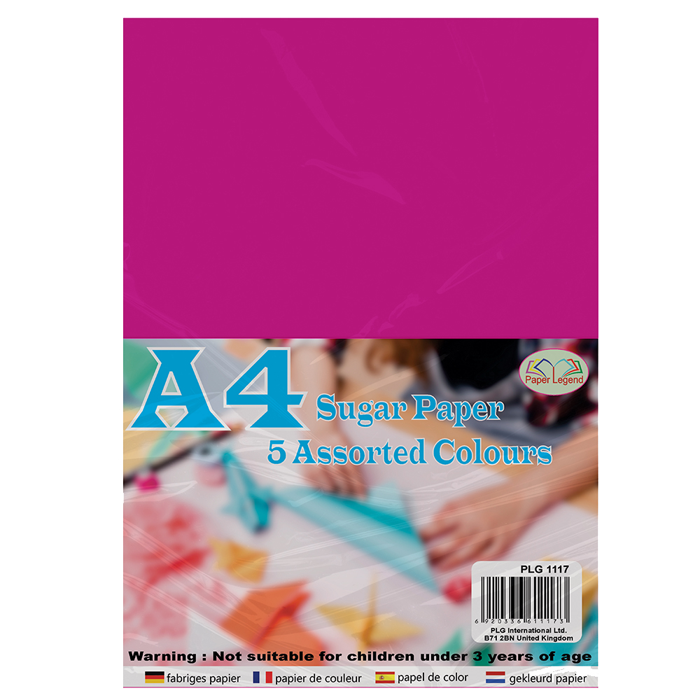 PLG A4 Sugar Paper Assorted Colours 100 Sheets